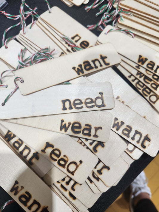 Want, Need, Wear, Read Tags