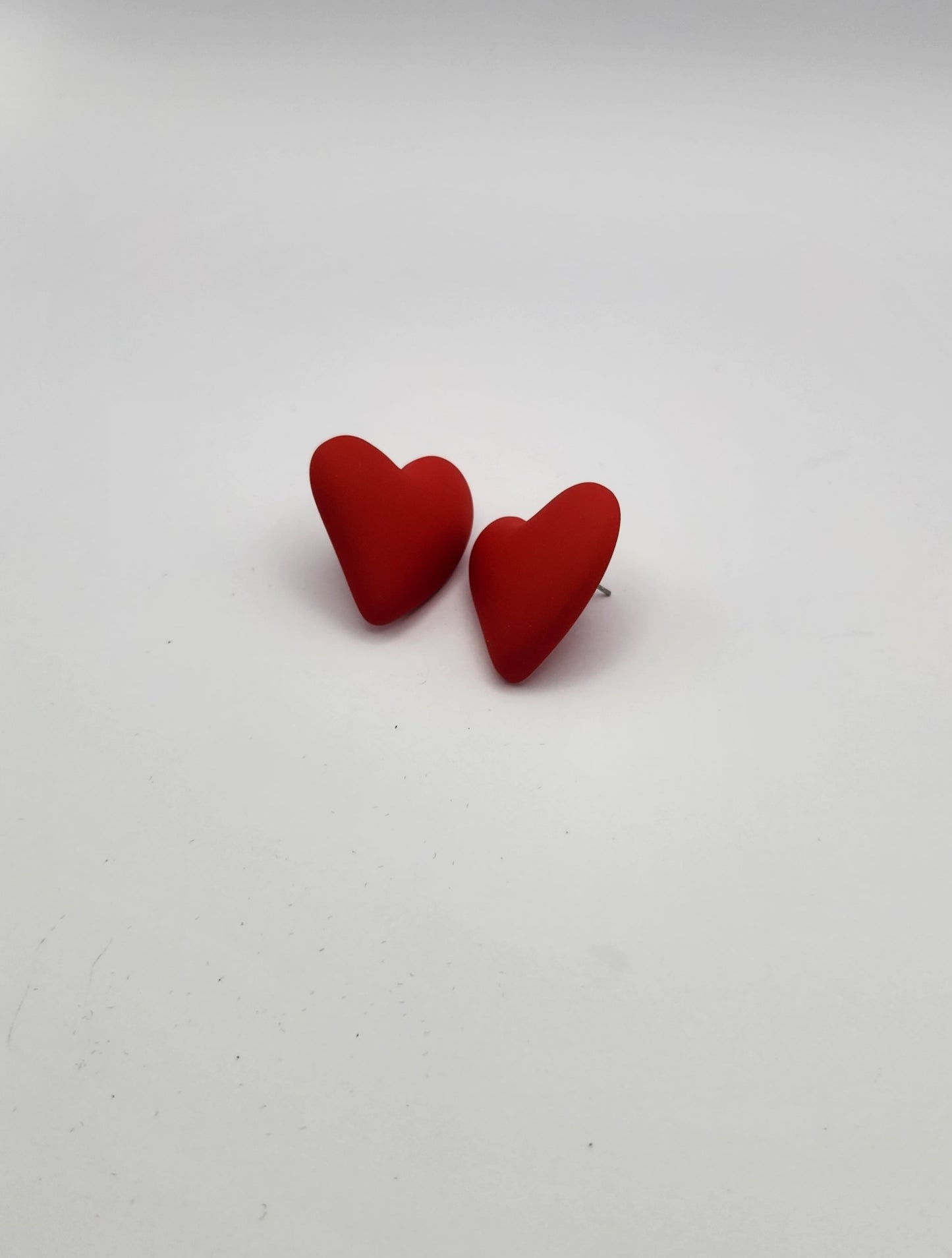 Red Clay Heart Stud