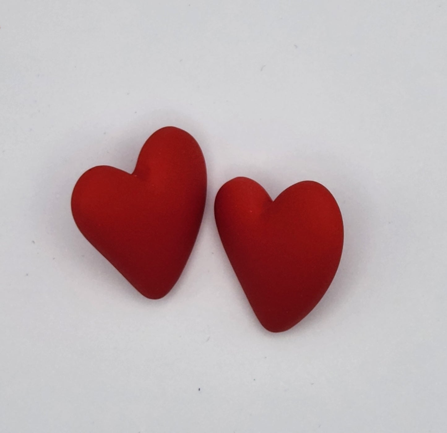 Red Clay Heart Stud
