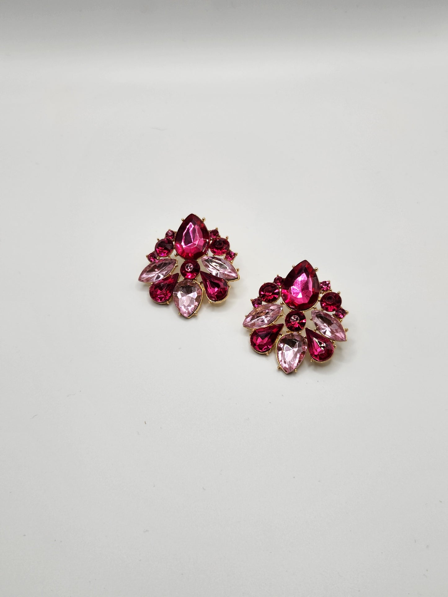 Mixed Pink and Gold Jeweled Stud