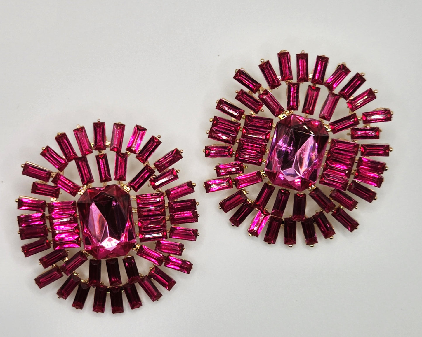 Round Hot Pink Jewel Stud