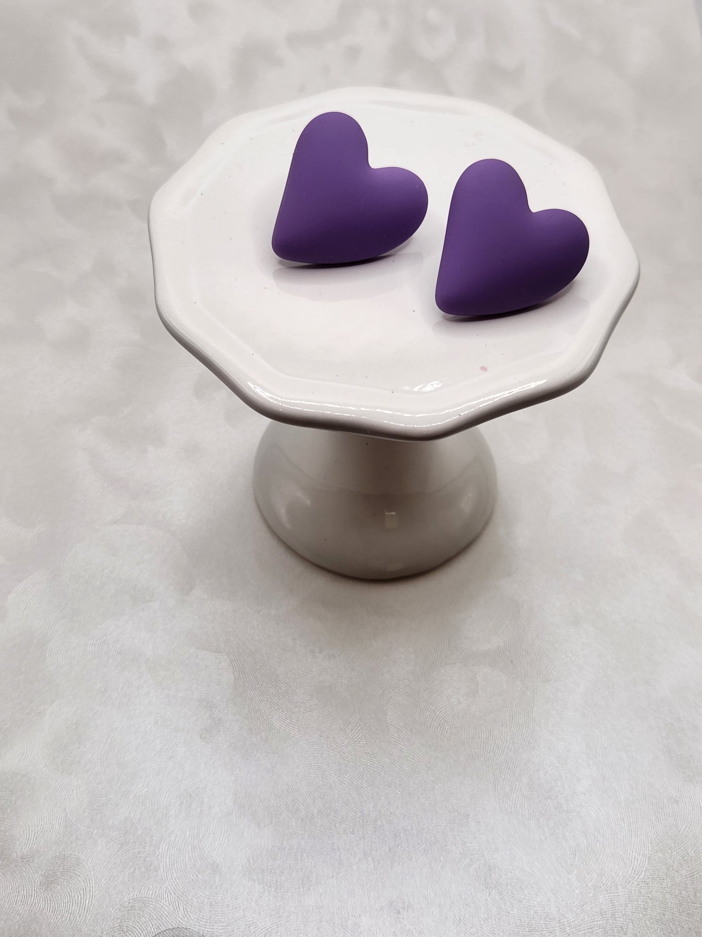 Purple Clay Heart Stud