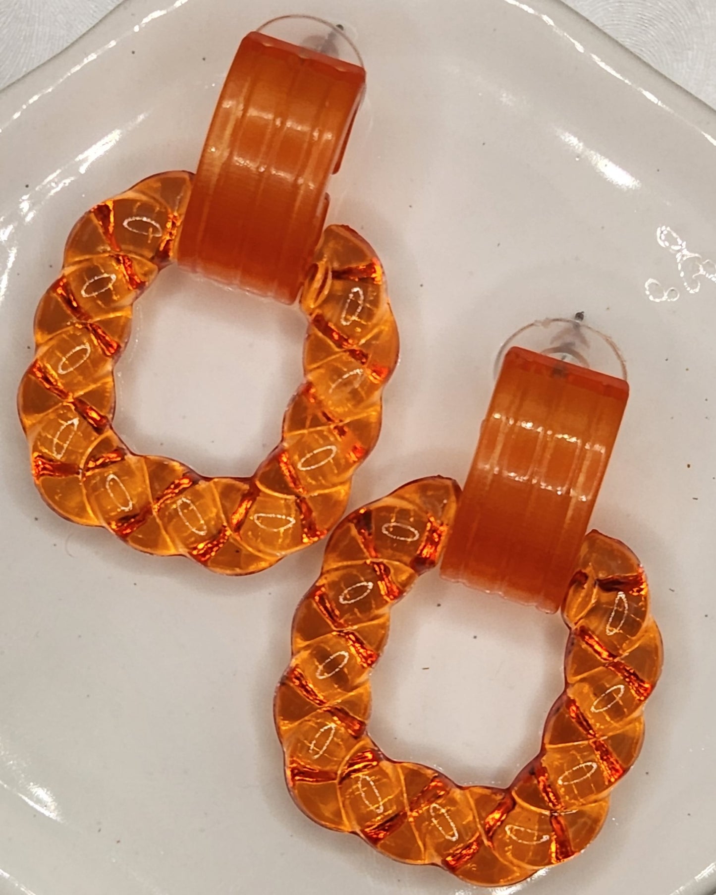 Translucent Orange Twist Stud