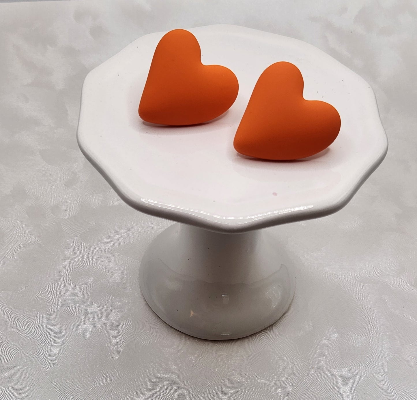 Orange Clay Heart Stud