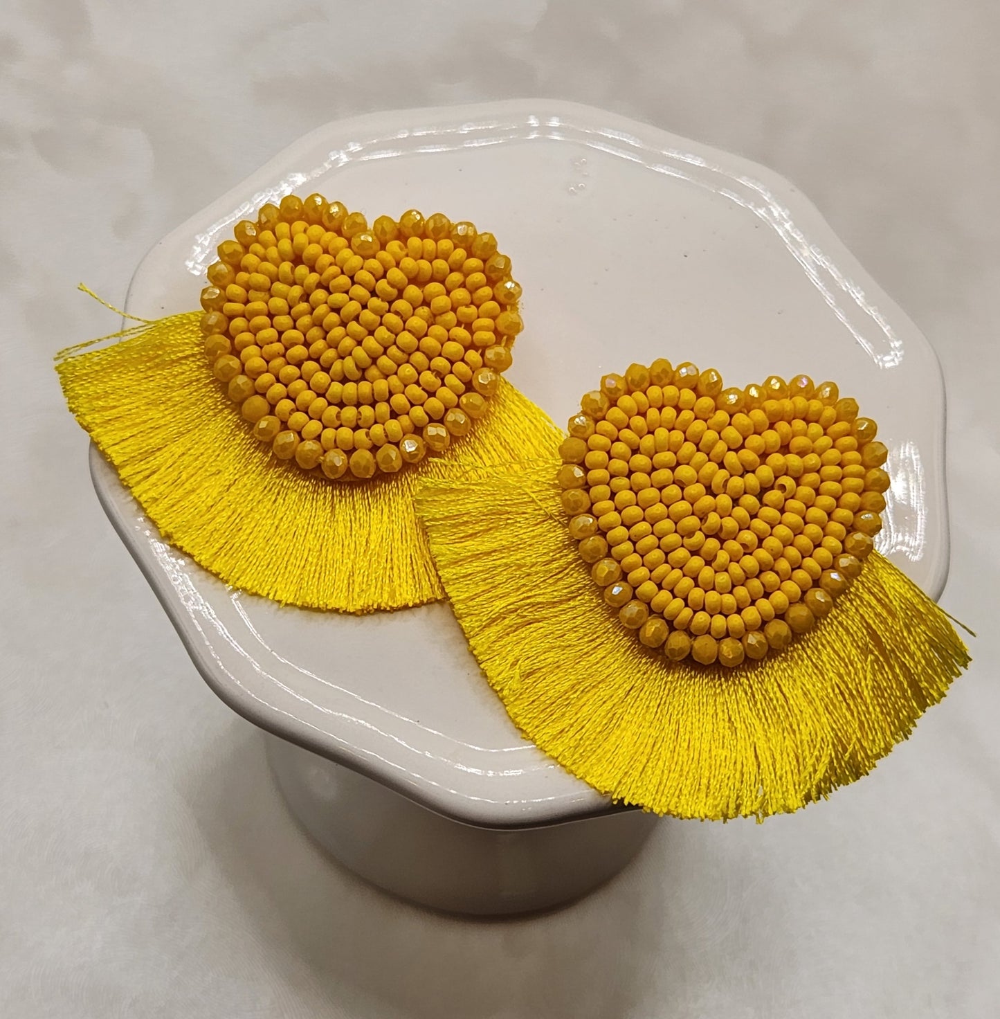 Yellow Beaded Heart