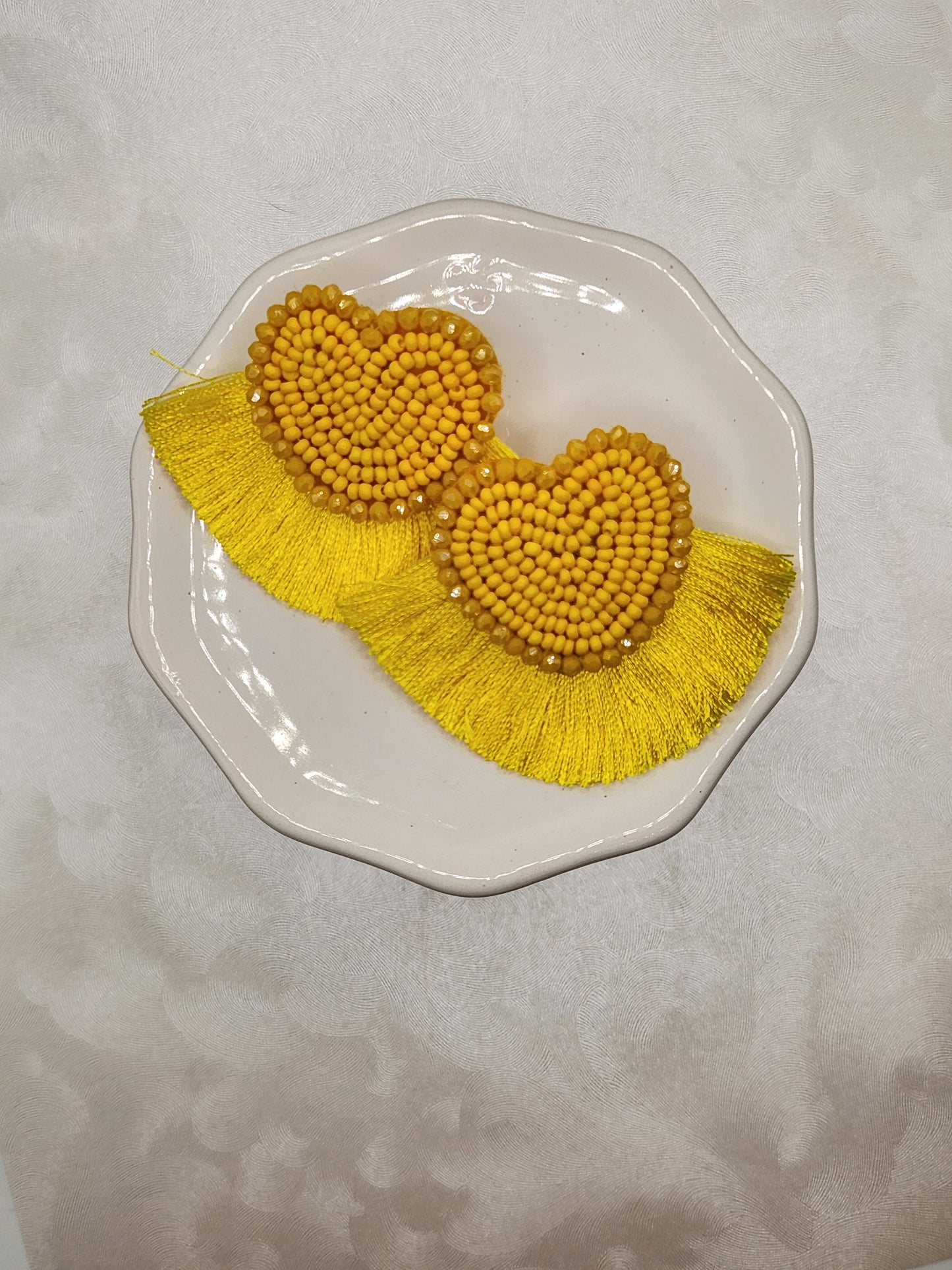 Yellow Beaded Heart