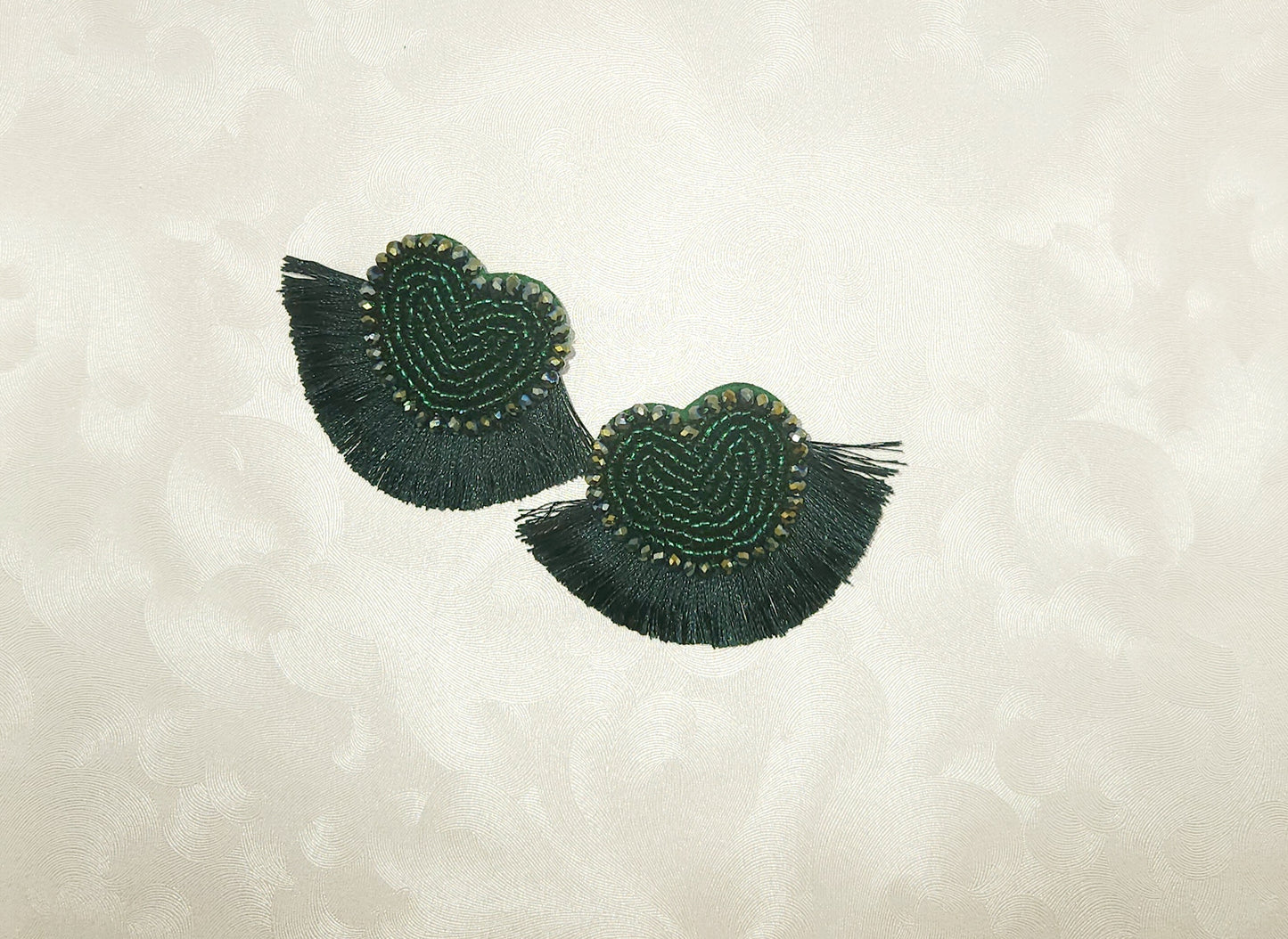 Green Beaded Heart