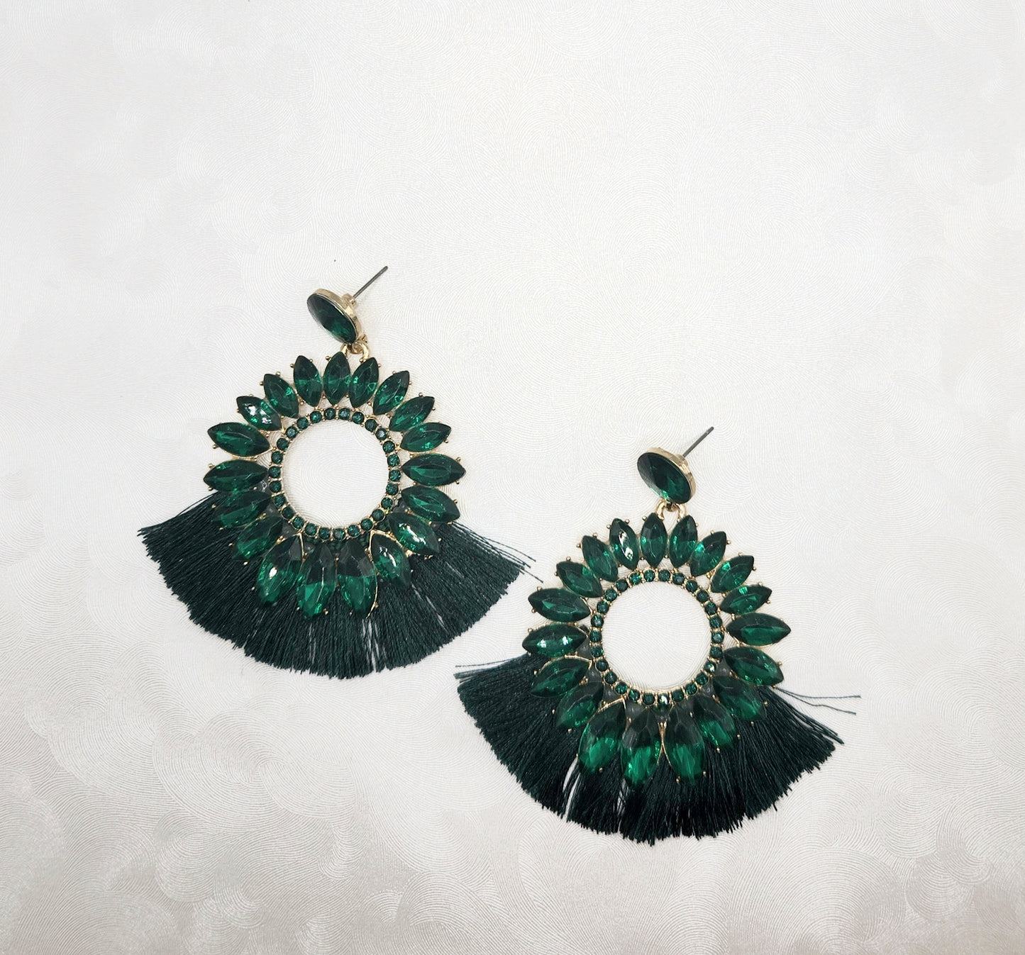 Green Jeweled Stud with Fringe