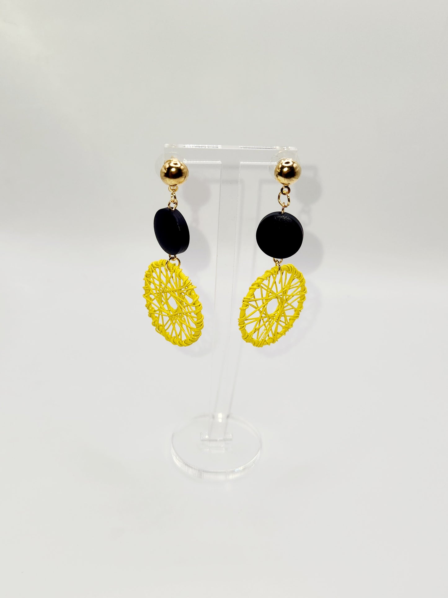 Yellow and Black Stud Dangle