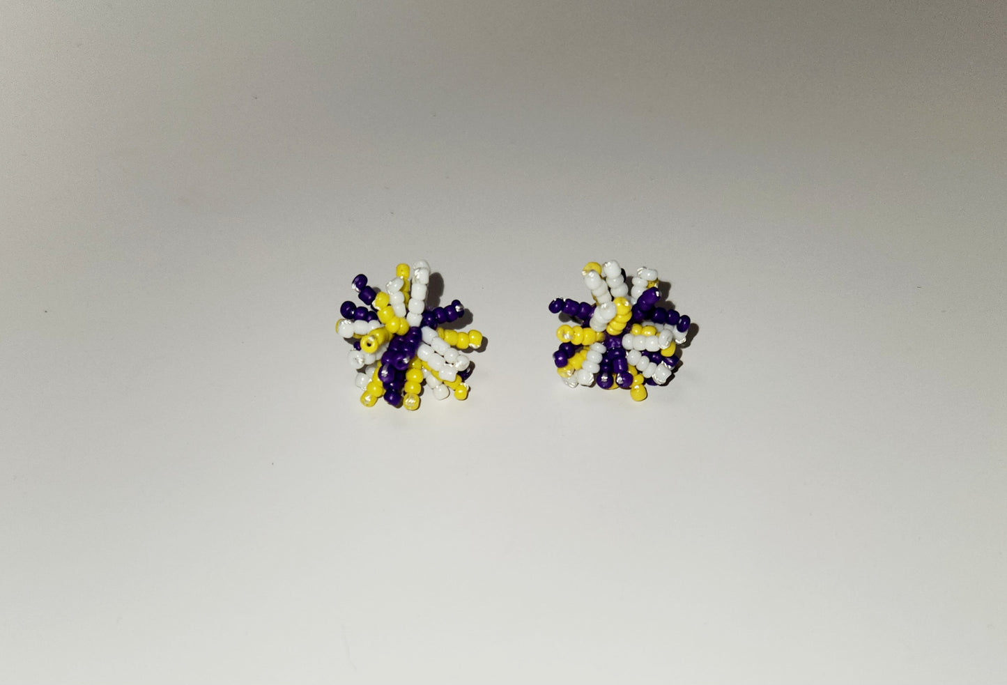 Purple and Gold Beaded Stud