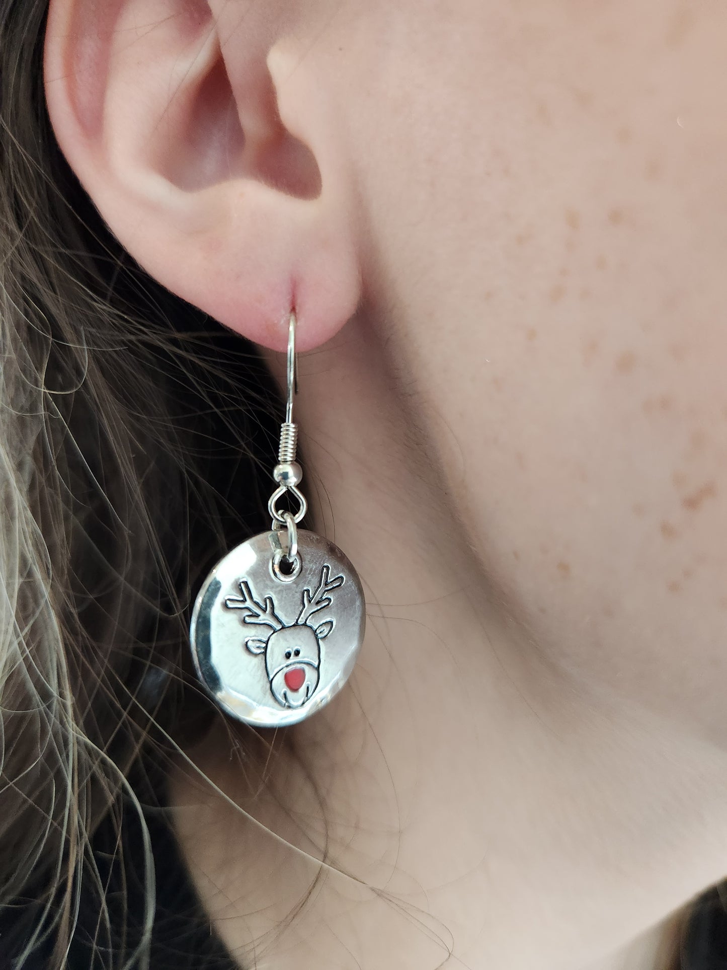 Round Silver Reindeer