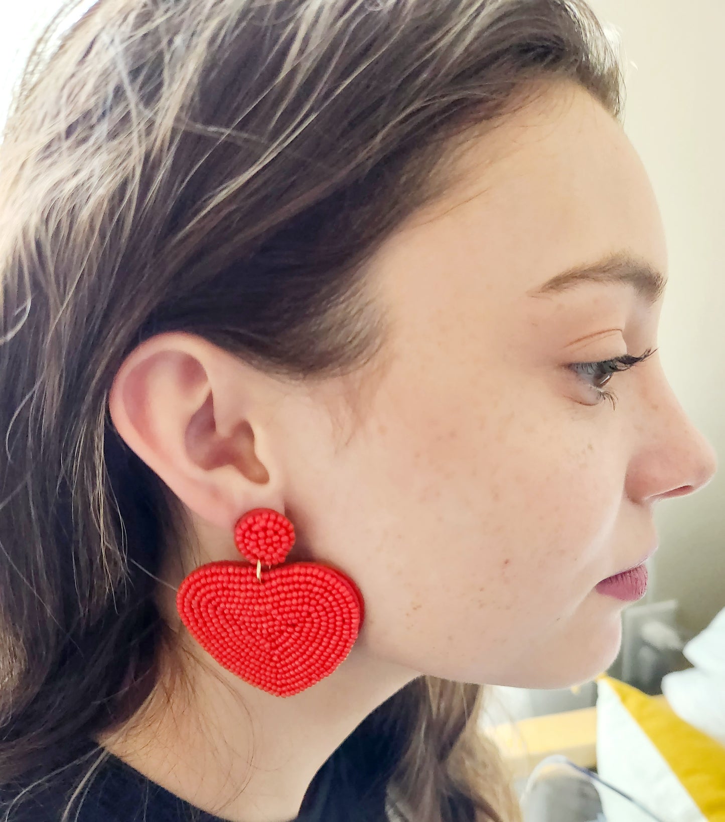 Beaded Heart - Red
