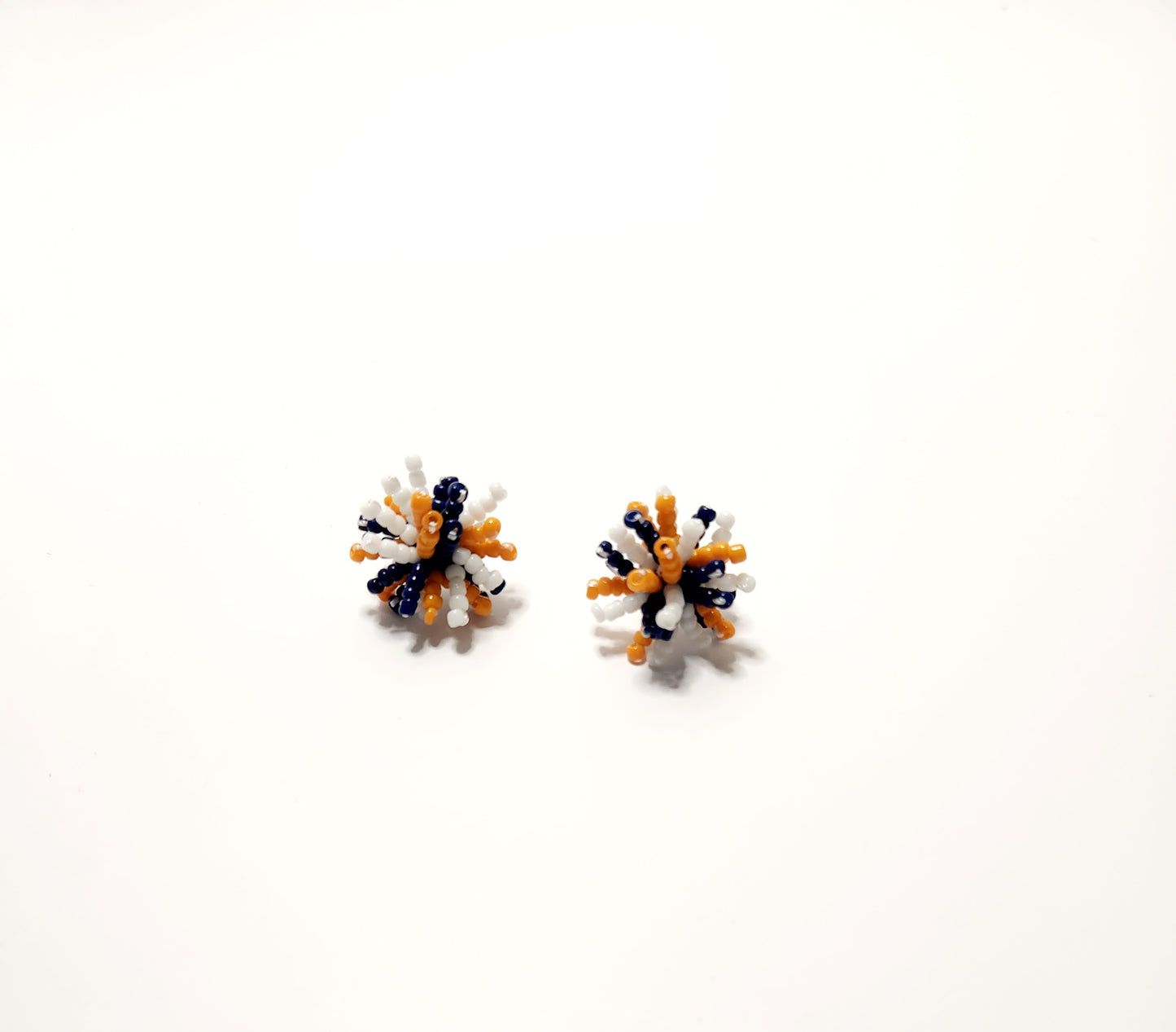 Navy and Orange Beaded Stud