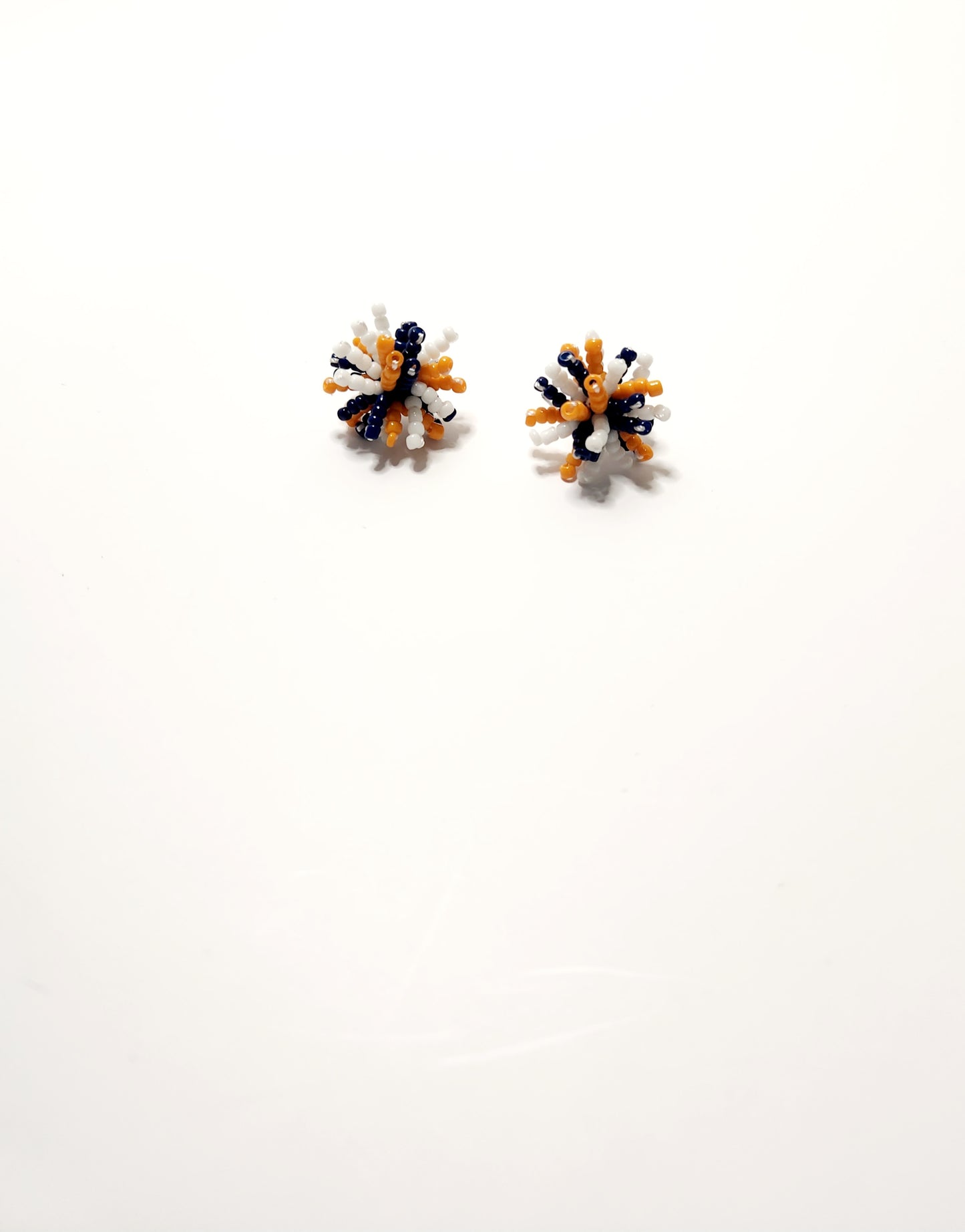 Navy and Orange Beaded Stud
