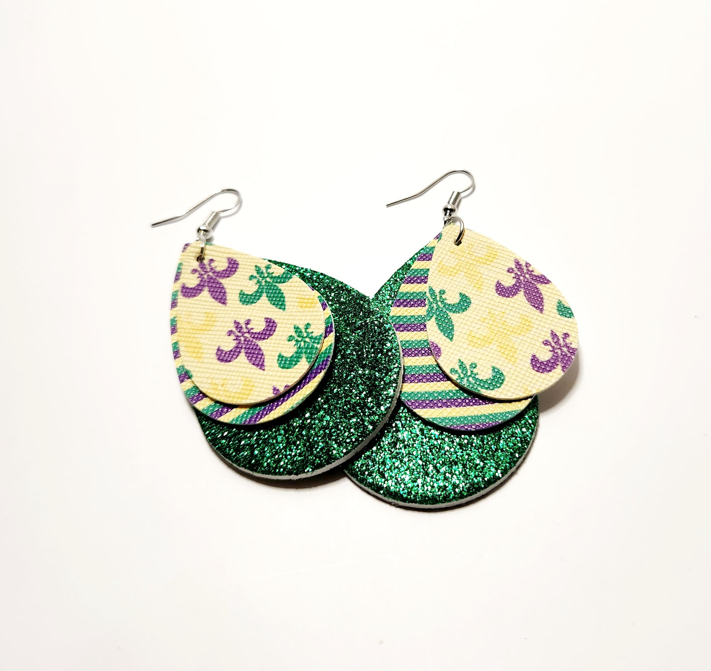 Mardi Gras Teardrop - Green Fleur De Lis