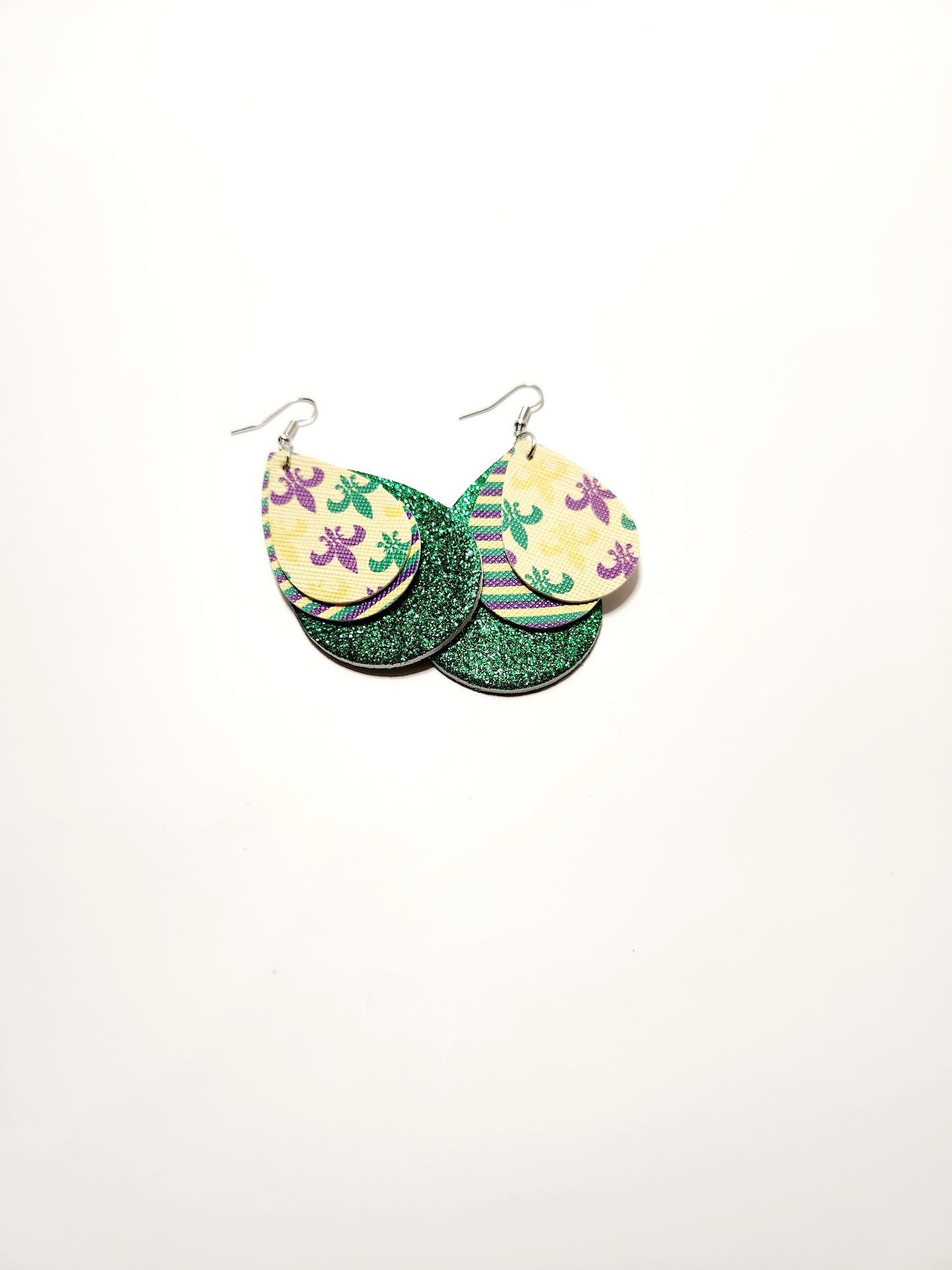 Mardi Gras Teardrop - Green Fleur De Lis