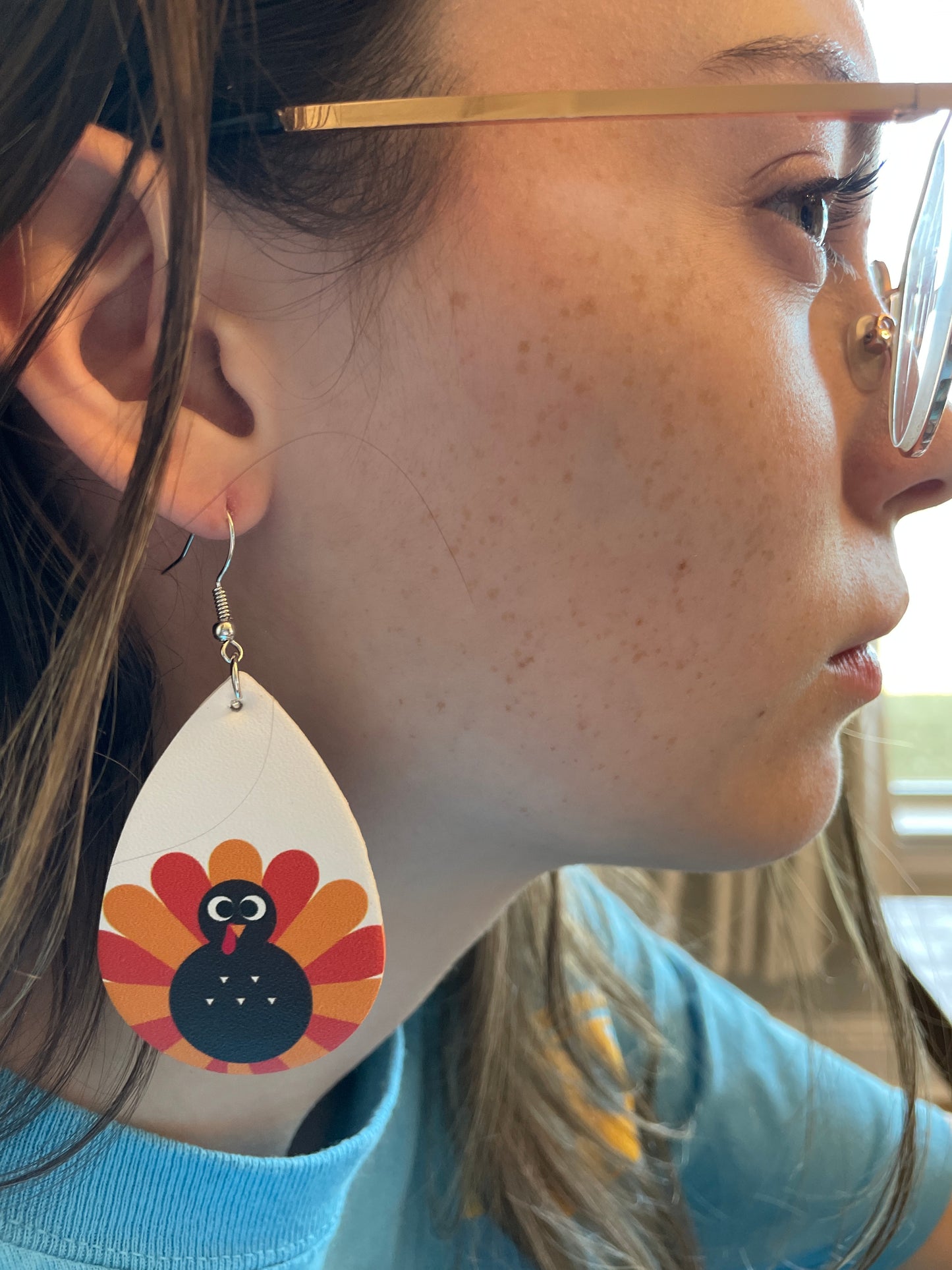 White Turkey Leather Teardrop