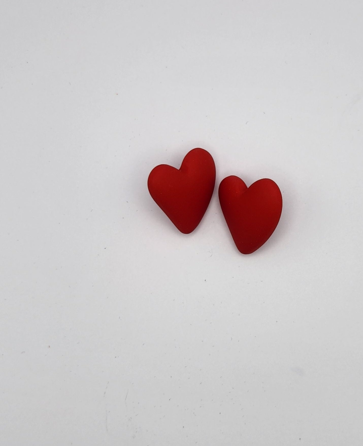 Red Clay Heart Stud
