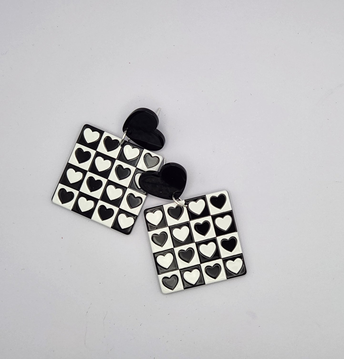 Black and White Checkered Hearts
