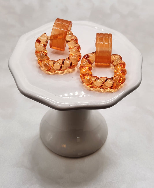 Translucent Orange Twist Stud