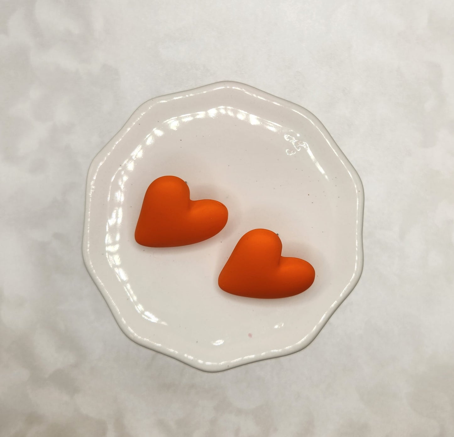 Orange Clay Heart Stud