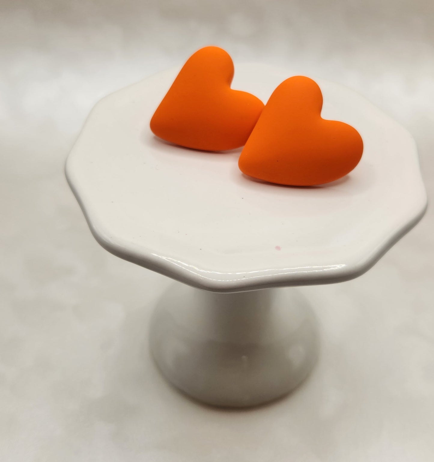 Orange Clay Heart Stud