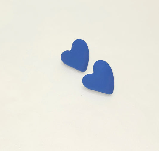 Blue Clay Heart Stud