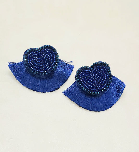 Royal Blue Beaded Heart