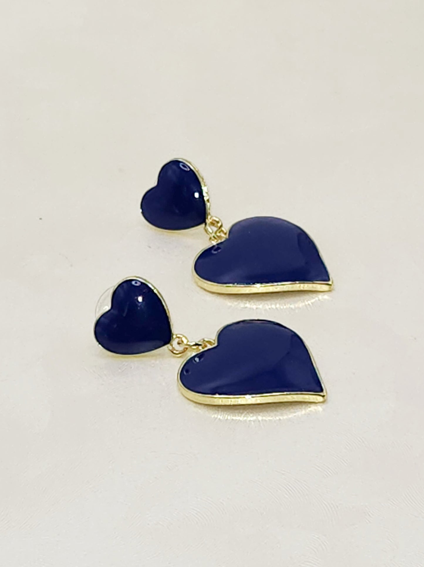 Navy Blue and Gold Heart Dangle