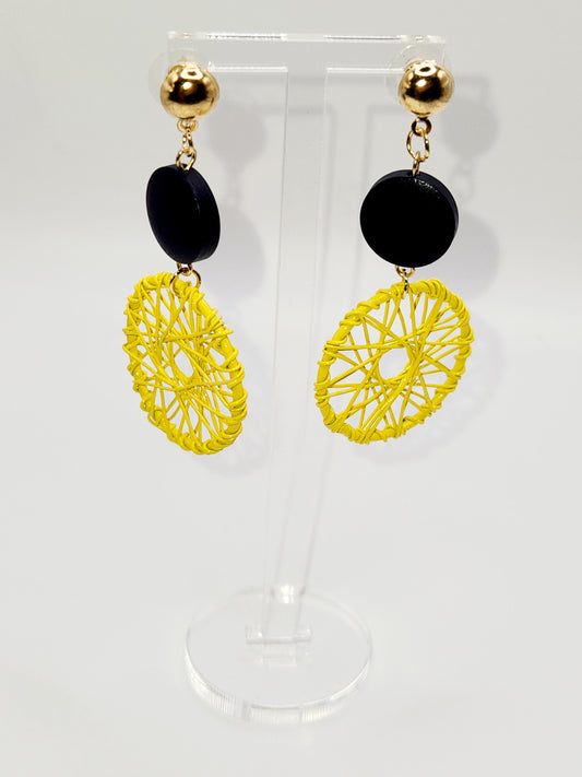 Yellow and Black Stud Dangle