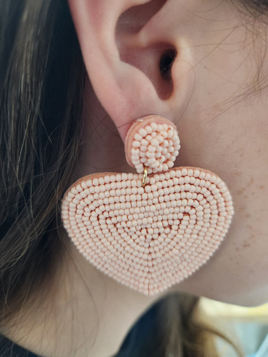 Beaded Heart - Light Pink