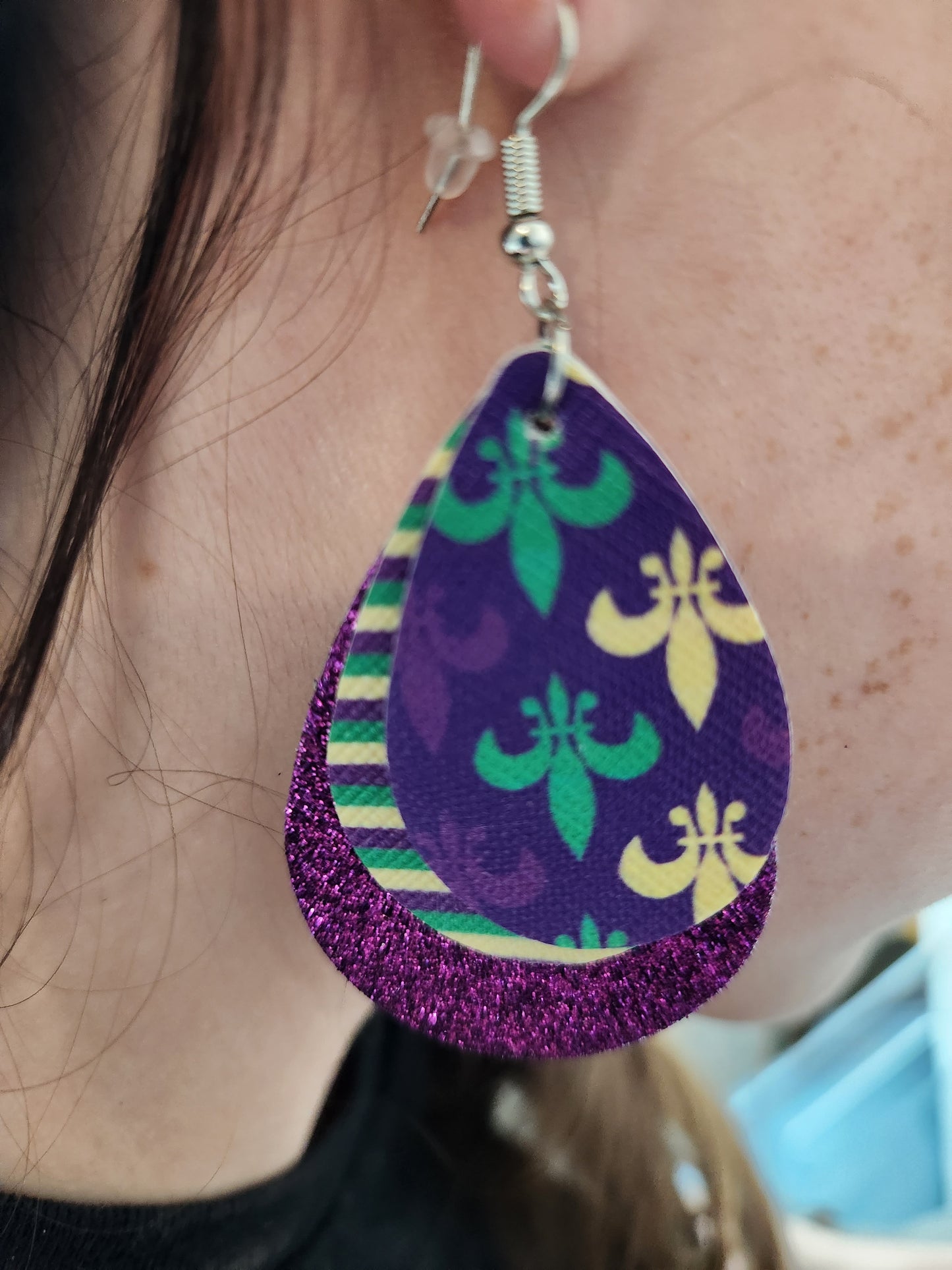 Mardi Gras Teardrop - Purple Fleur De Lis