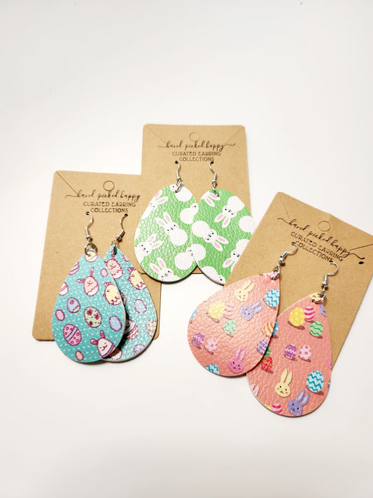 Patterned Leather Easter Earring