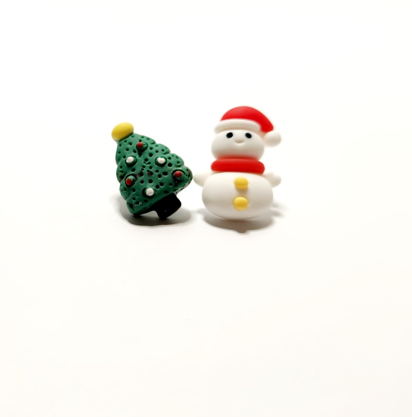 Christmas Tree and Snowman Clay Stud