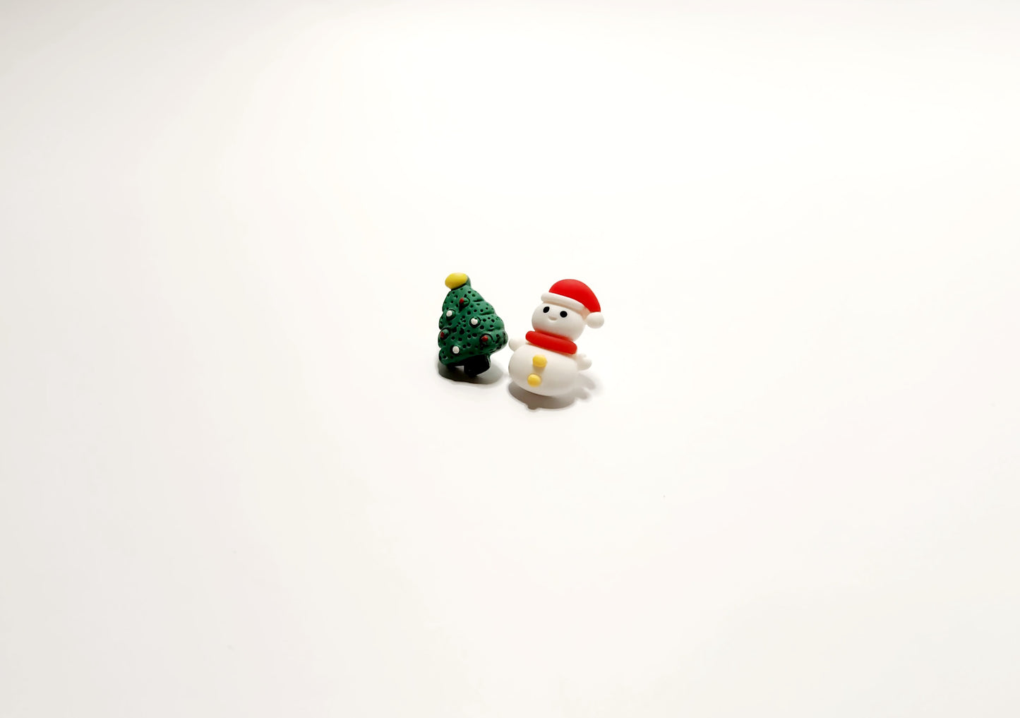 Christmas Tree and Snowman Clay Stud