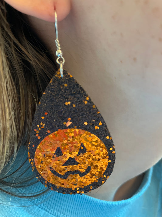Glitter Pumpkin Teardrop